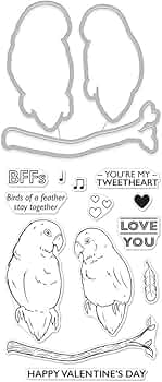 Hero Arts Clear Stamps with Coordinating Dies Love Birds Stamp and Cut by Hero Arts - American Made