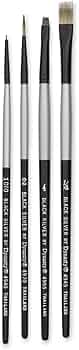 FM Brush Black Silver Short Handle Brush Set by FM Brush Company - American Made