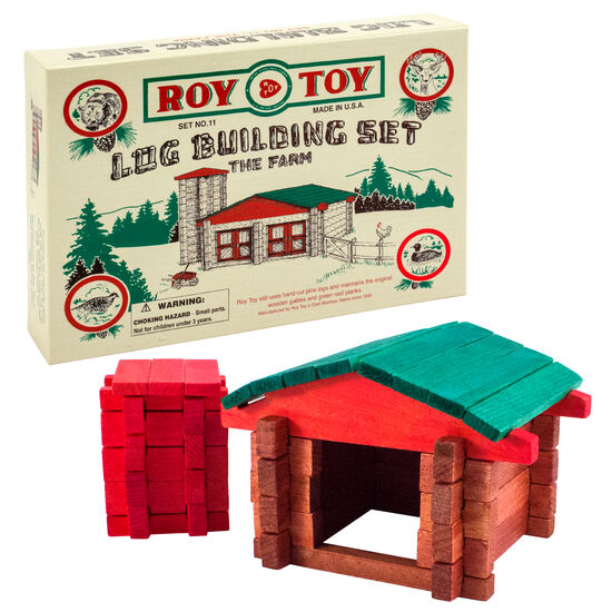 Roy Toy Original Farm 50-Piece Log Building Set by Roy Toy - American Made
