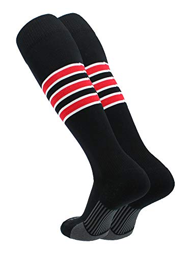 TCK Baseball & Softball Socks| Black/White/Scarlet | Medium by TCK - American Made