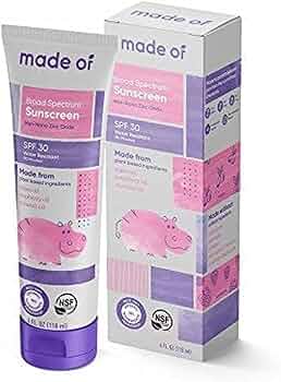 MADE OF Organic Baby Sunscreen SPF 30 Zinc Oxide 4oz Fragrance Free by MADE OF - American Made