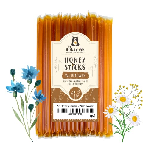 The Honey Jar - Wildflower Varietal Honey Sticks - Pure Honey Straws For Tea, Coffee, or a Healthy Treat - One by The Honey Jar - American Made