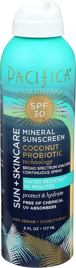 Pacifica Beauty Mineral Sunscreen Spray Coconut Probiotic SPF 30 by Pacifica Beauty - American Made