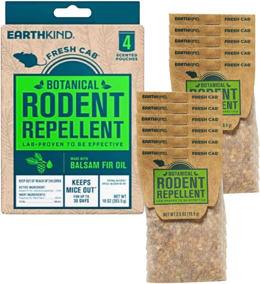 Fresh Cab Botanical Rodent Repellent, 12 Scent Pouches by EarthKind - American Made