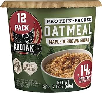 Instant Oatmeal Cups Maple Brown Sugar 12-Pack by Kodiak Cakes - American Made