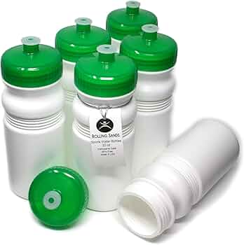 Rolling Sands USA Made 20oz Sports Water Bottles 6-Pack — White/Green by Rolling Sands - American Made
