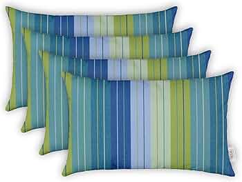RSH Decor Sunbrella Lumbar Throw Pillows Set of 4 20x12 Seville Seaside by RSH Decor - American Made