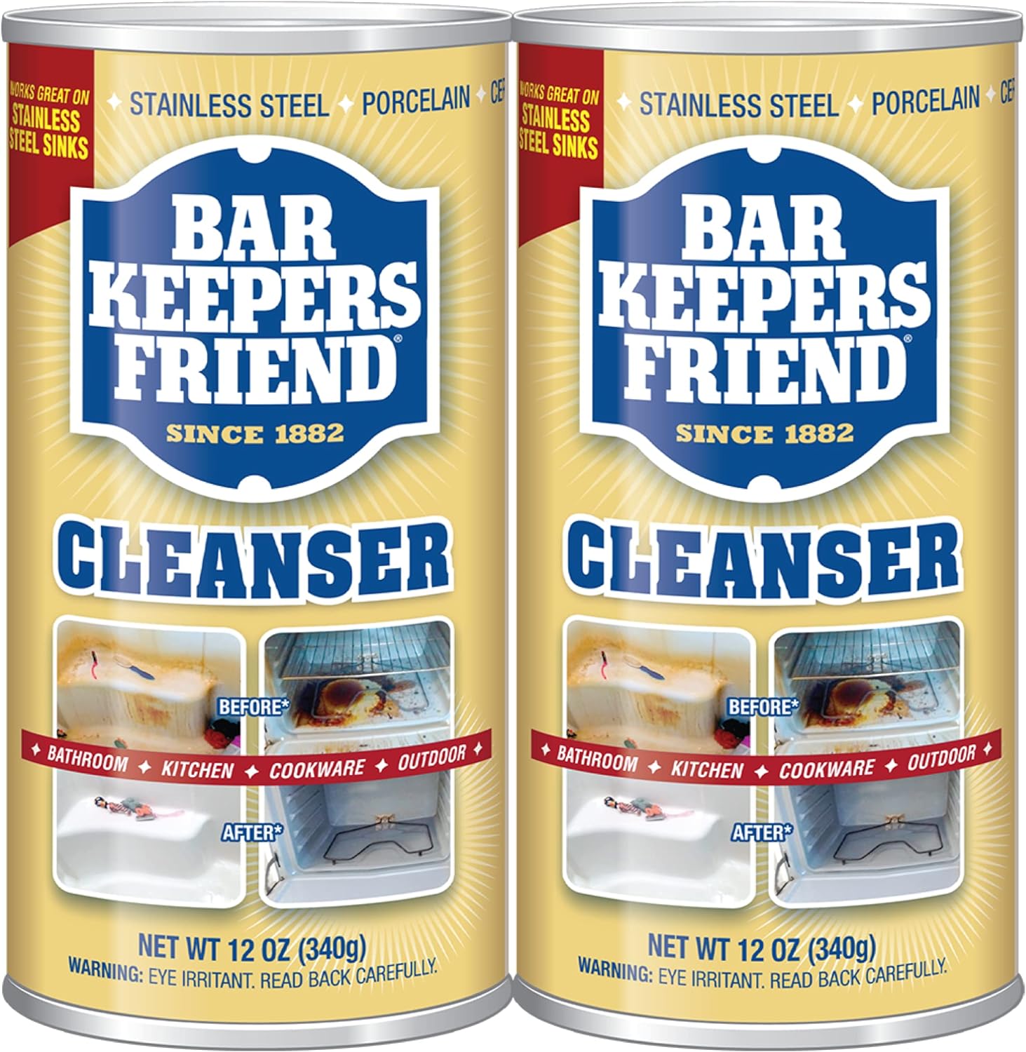 Bar Keepers Friend Powder Cleanser 12 oz 2-Pack by Bar Keepers Friend - American Made