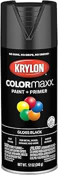 Krylon K05505007 COLORmaxx Spray Paint and Primer, Gloss Black 12oz by Krylon - American Made