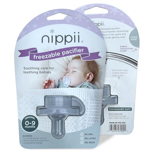 Nippii Freezable Teething Pacifier, Baby Teether Toys 0-9 Months, BPA Free by Nippii - American Made