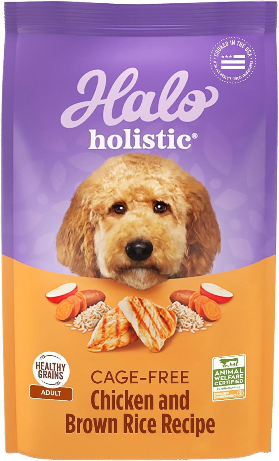 Halo Holistic Cage Free Chicken & Brown Rice Dry Dog Food 21 lb by Halo Pets - American Made