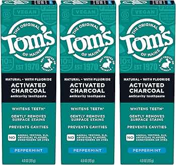 Tom's of Maine Activated Charcoal Whitening Toothpaste 3-Pack by Tom's of Maine - American Made
