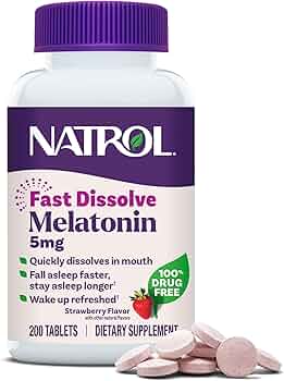 Natrol Melatonin 5mg Fast Dissolve Tablets Strawberry 200 Count by Natrol - American Made