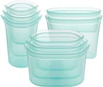 Zip Top Reusable Silicone Food Storage Full Set of 8 — Teal by Zip Top - American Made
