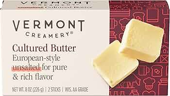Vermont Creamery Cultured Butter Unsalted 8 Oz by Vermont Creamery - American Made
