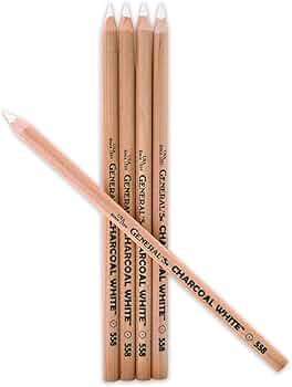 General's White Charcoal Pencil Pack of 12 by General Pencil - American Made
