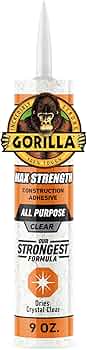 Gorilla Max Strength Clear Construction Adhesive 9 oz by Gorilla Glue - American Made