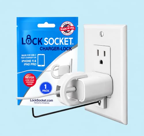 Lock Socket USB-C Fast Charger Lock- Anti Theft Chid-Safe. Firmly Secures iPhone Chargers from Unplugging w/Se by LOCK SOCKET - American Made
