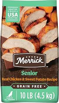 Merrick Premium Grain Free Senior Dry Dog Food Chicken 10 lb by Merrick - American Made