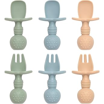 EZTOTZ Self Feeding Baby Utensils USA Made Mini Baby Spoon Fork Training Set by eZtotZ - American Made