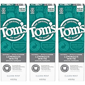 Tom's of Maine Luminous White Fluoride Toothpaste, Clean Mint, 3-Pack by Tom's of Maine - American Made