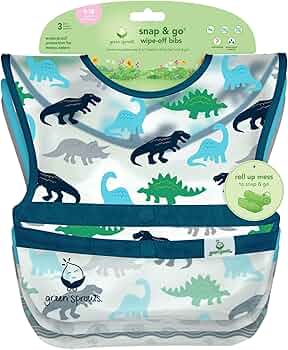 Green Sprouts Snap + Go Wipe-Off Bibs 3-Pack Waterproof by Green Sprouts - American Made