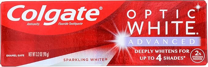 Colgate Optic White Advanced Teeth Whitening Toothpaste Sparkling White 3.2 oz by Colgate - American Made