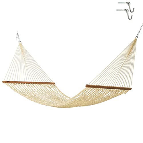 Hatteras Hammocks Large Oatmeal DuraCord Rope Hammock – 13 ft. x 55 in., 2-Person, 450 lb Capacity, Cumaru Spr by Hatteras Hammocks - American Made