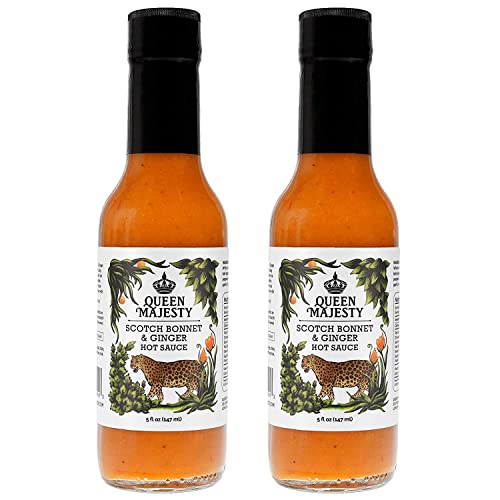Queen Majesty Hot Sauce - Scotch Bonnet & Ginger Hot Sauce, 5 Fl Oz (2 Pack) - All Natural, Vegan, Gluten Free by Queen Majesty - American Made