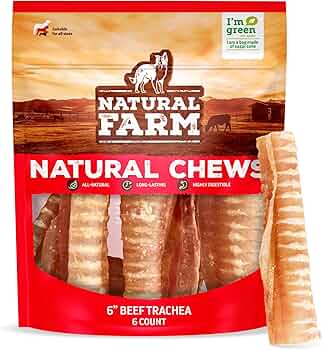 Natural Farm Beef Trachea Dog Chews 6-Inch 6-Pack by Natural Farm - American Made