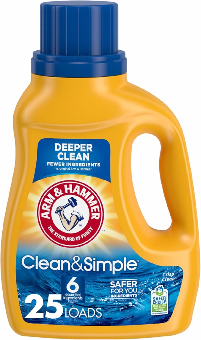 Arm & Hammer Clean & Simple Liquid Laundry Detergent 25 Loads 43.75 oz by Church and Dwight - American Made