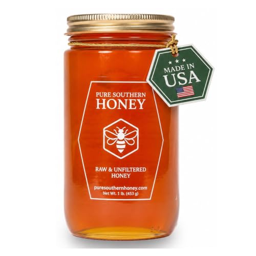 100% Authentic, USA - Made Raw Unfiltered Honey, Made by Pure Southern Honey [ 1 lb] - Unheated - Non - GMO, N by Pure Southern Honey - American Made