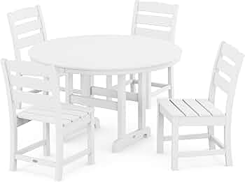 POLYWOOD Lakeside 5-Piece Outdoor Dining Set, White by POLYWOOD - American Made