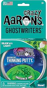 Crazy Aaron's Ghostwriters Invisible Ink UV Glow Thinking Putty 4-Inch Tin by Crazy Aaron's - American Made