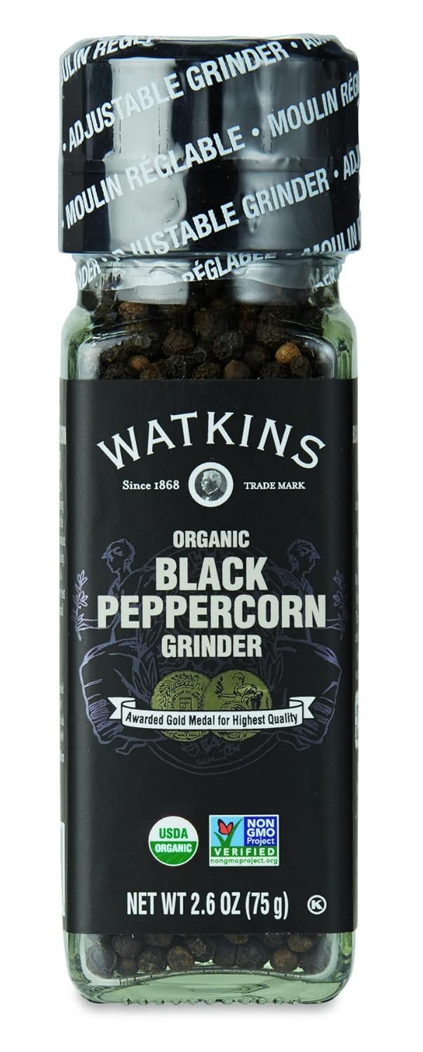 Watkins Whole Black Peppercorns Grinder 12 Count by Watkins - American Made