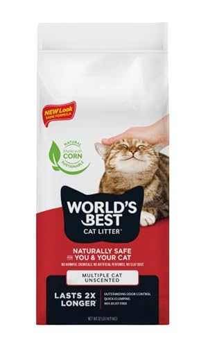 World's Best Cat Litter Multiple Cat, Unscented, Odor Control, 32 lb Bag by World's Best Cat Litter - American Made