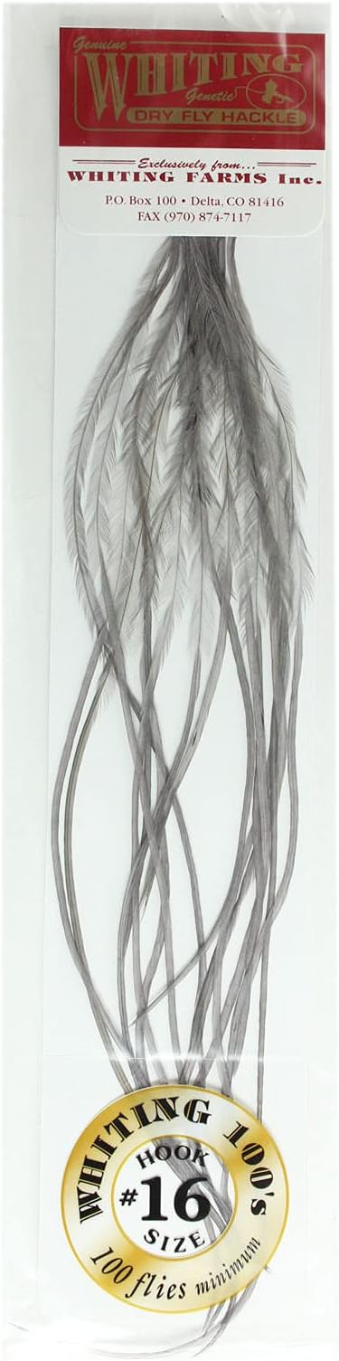 Whiting Farms 100s Saddle Hackle Pack Dark Dun Size 16 by Whiting Farms - American Made