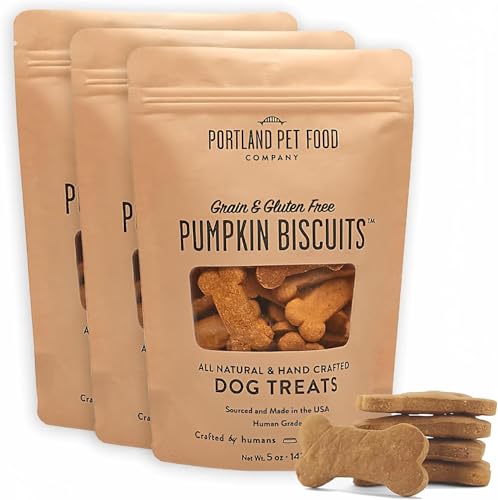 Portland Pet Food Pumpkin Dog Treats, Healthy, Grain-Free Biscuits 3 Pack by Portland Pet Food Company - American Made