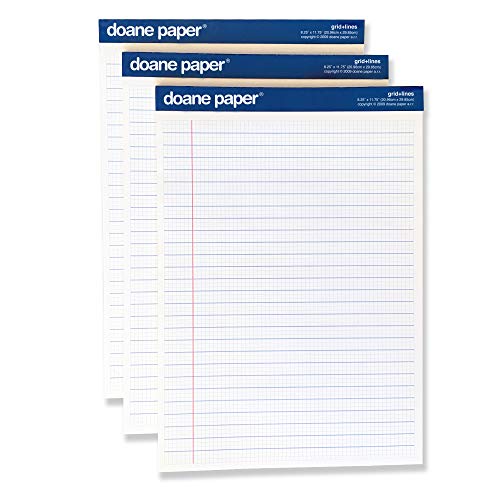 Doane Paper Grid + Lines Large Writing Pad 8.25x11.75 3-Pack by Doane Paper - American Made