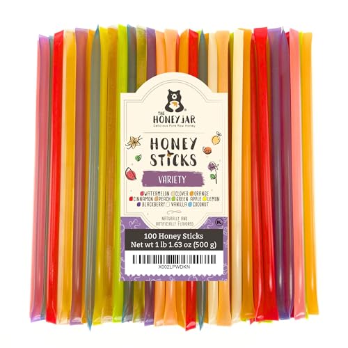 The Honey Jar Variety Pack Honey Sticks - Pure Honey Straws For Tea, Coffee, or a Healthy Treat - One Teaspoon by The Honey Jar - American Made