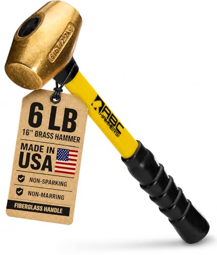 ABC HAMMERS 6 lb Brass Sledge Hammer, 16" Length, Fiberglass Handle by ABC Hammers - American Made