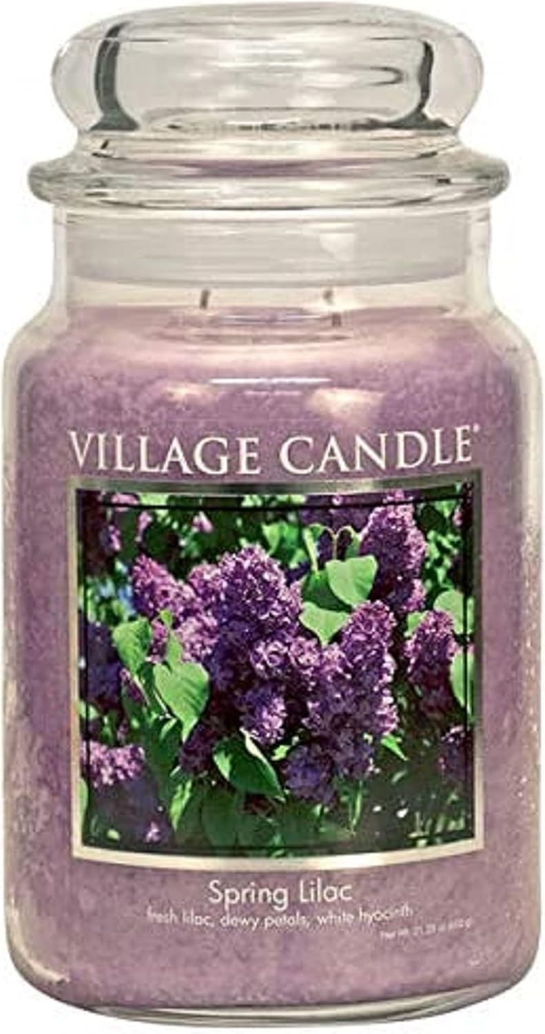 Village Candle Spring Lilac Large Glass Apothecary Jar Scented Candle, 21.25 oz by Village Candle - American Made