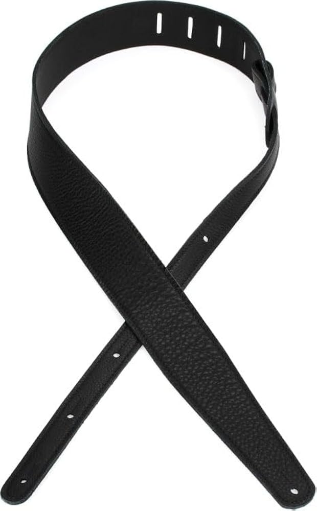 LM Products Leather Guitar Strap Black 2-Inch USA by LM Products - American Made