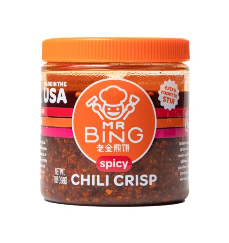 Mr. Bing Chili Crisp | Spicy - Delicious, Flavorful & Crunchy Chili Oil- Gluten Free, Vegan, No MSG, Non-GMO O by MR BING - American Made