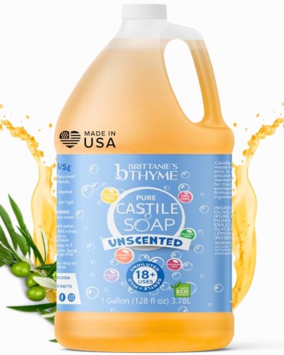 Brittanie's Pure Castile Liquid Olive Oil Soap Refill, Unscented, 1 Gallon by Brittanie's Thyme - American Made