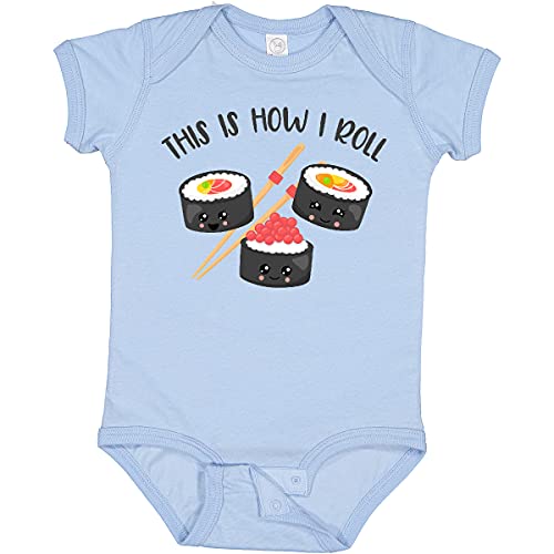 inktastic Kawaii How I Roll Sushi Baby Bodysuit 6 Months 0100 Light Blue 38b8d by inktastic - American Made