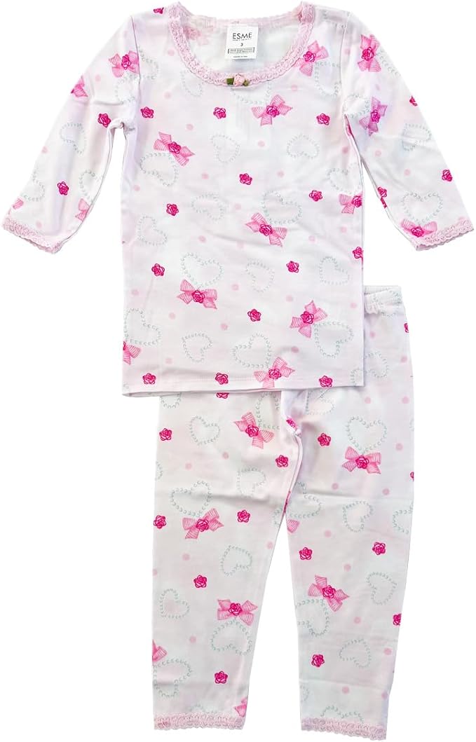 Esme Girl's Sleepwear 3/4 Crop Sleeve Top Leggings Set by Esme - American Made