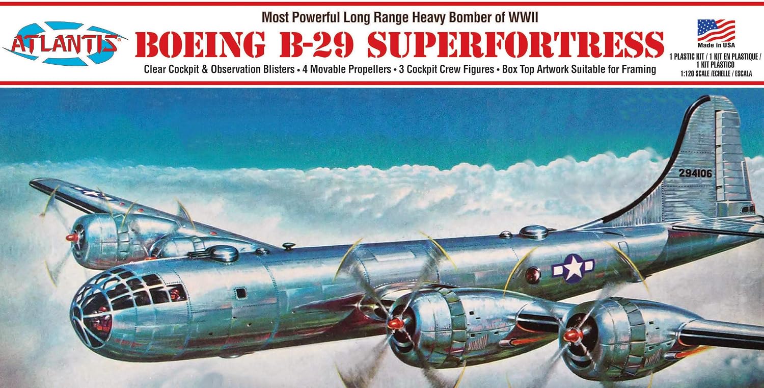 Atlantis B-29 Superfortress 1/120 Plastic Model Kit by Atlantis Models - American Made
