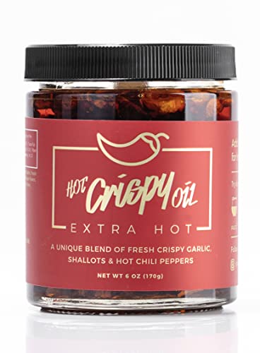 Hot Crispy Oil- Fried garlic, shallots, chili peppers and spices. Flavor bomb, Chili Crisp, Hot Sauce, Chili O by Hot Crispy Oil - American Made
