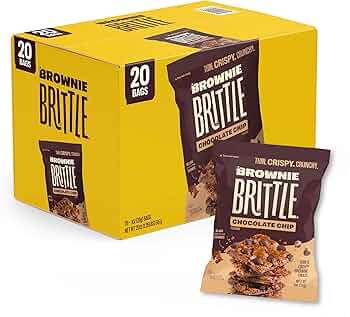 Brownie Brittle Original Chocolate Chip Thin Crispy Sweet Snacks Pack of 20 by Brownie Brittle - American Made